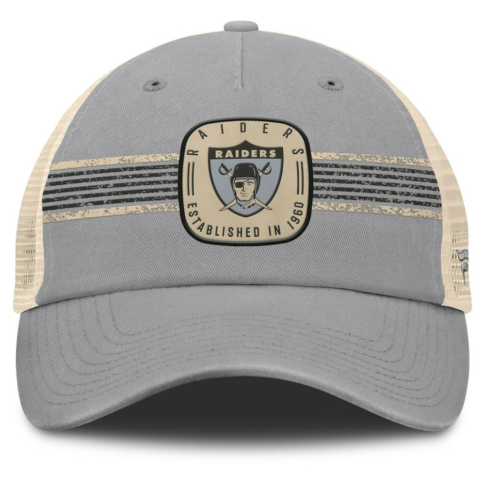 Las Vegas Raiders Heritage Bootleg Trucker Adjustable Hat Gray - Fanatics