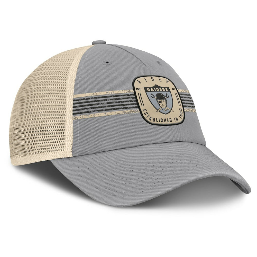 Las Vegas Raiders Heritage Bootleg Trucker Adjustable Hat Gray - Fanatics