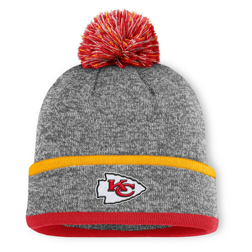 Kansas City Chiefs Motion Cuffed Knit Hat with Pom Heather Gray - Fanatics