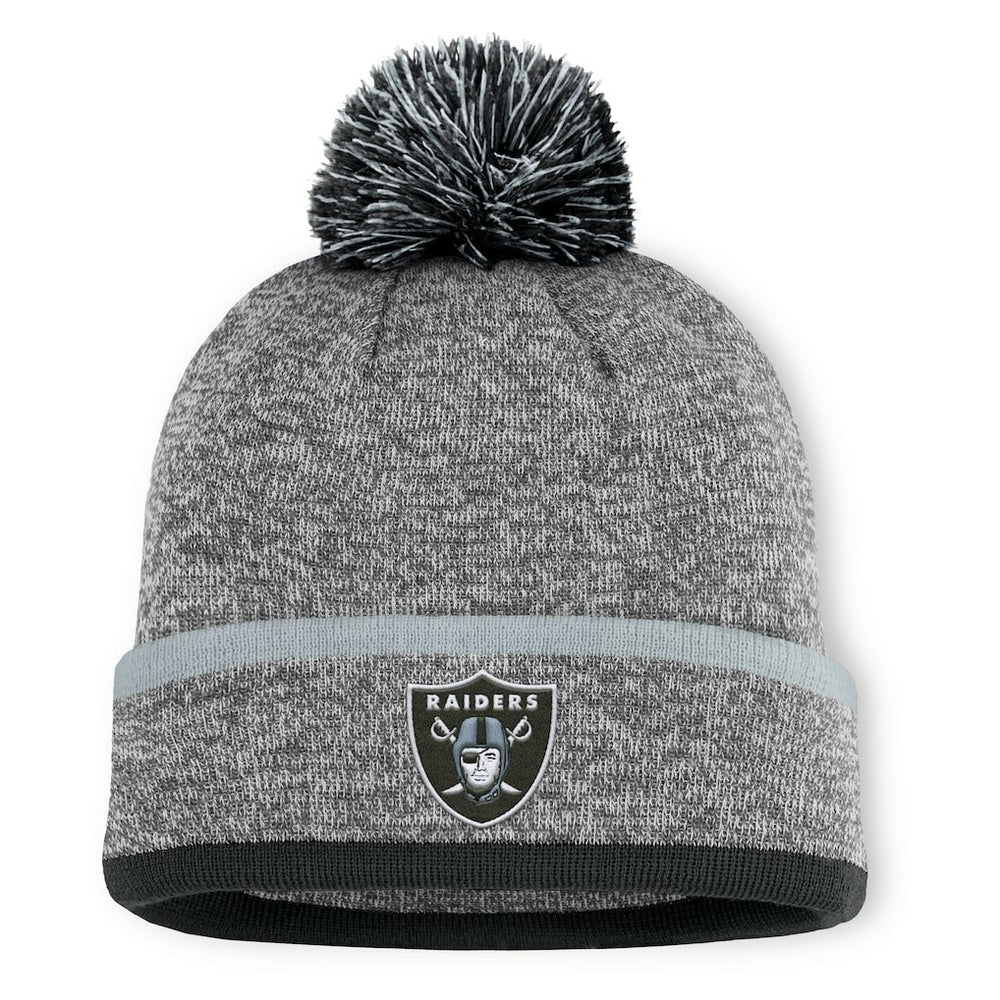 Las Vegas Raiders Motion Cuffed Knit Hat with Pom Heather Gray - Fanatics