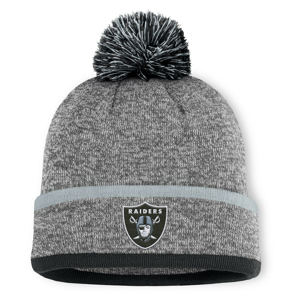 Las Vegas Raiders Motion Cuffed Knit Hat with Pom Heather Gray - Fanatics