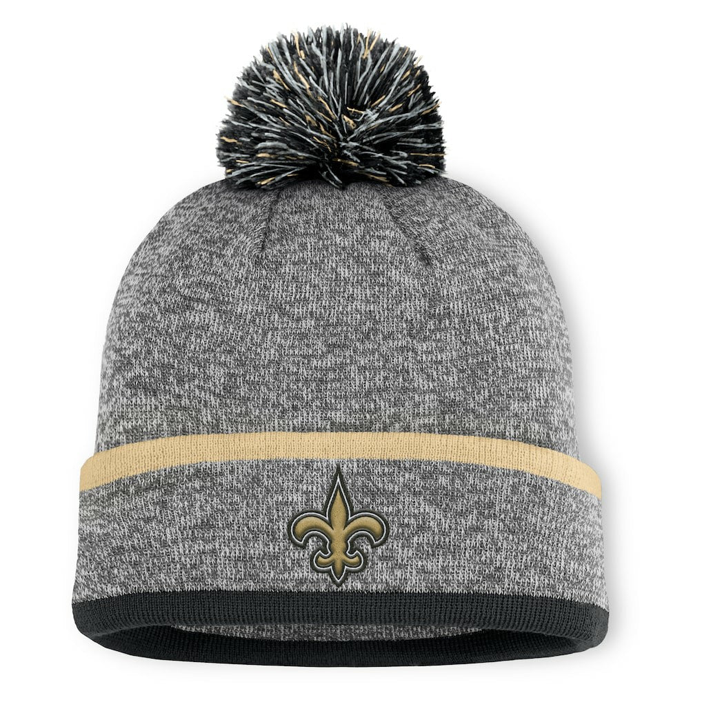 New Orleans Saints Motion Cuffed Knit Hat with Pom Heather Gray - Fanatics