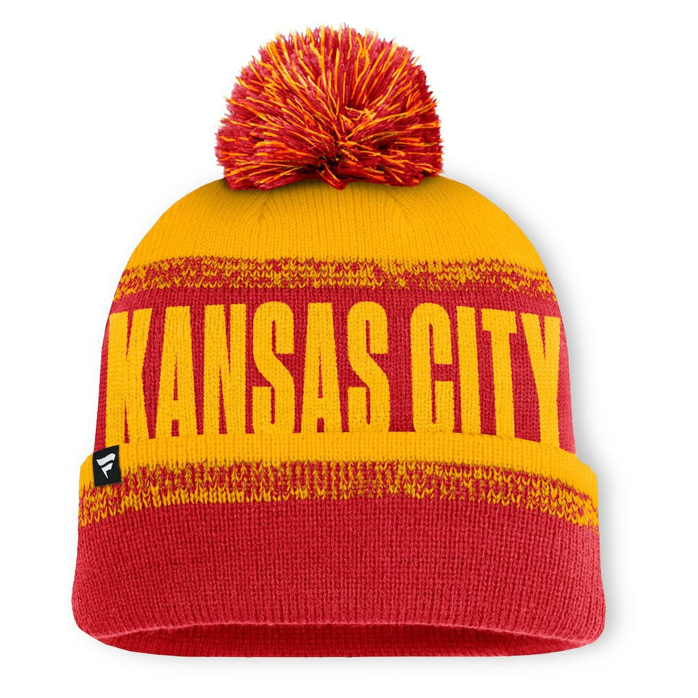 Kansas City Chiefs Play Action Cuffed Knit Hat with Pom Red/Gold - Fanatics