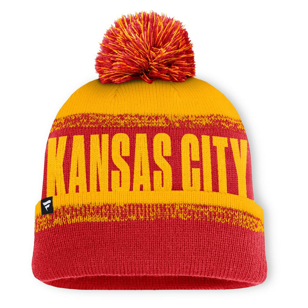 Kansas City Chiefs Play Action Cuffed Knit Hat with Pom Red/Gold - Fanatics