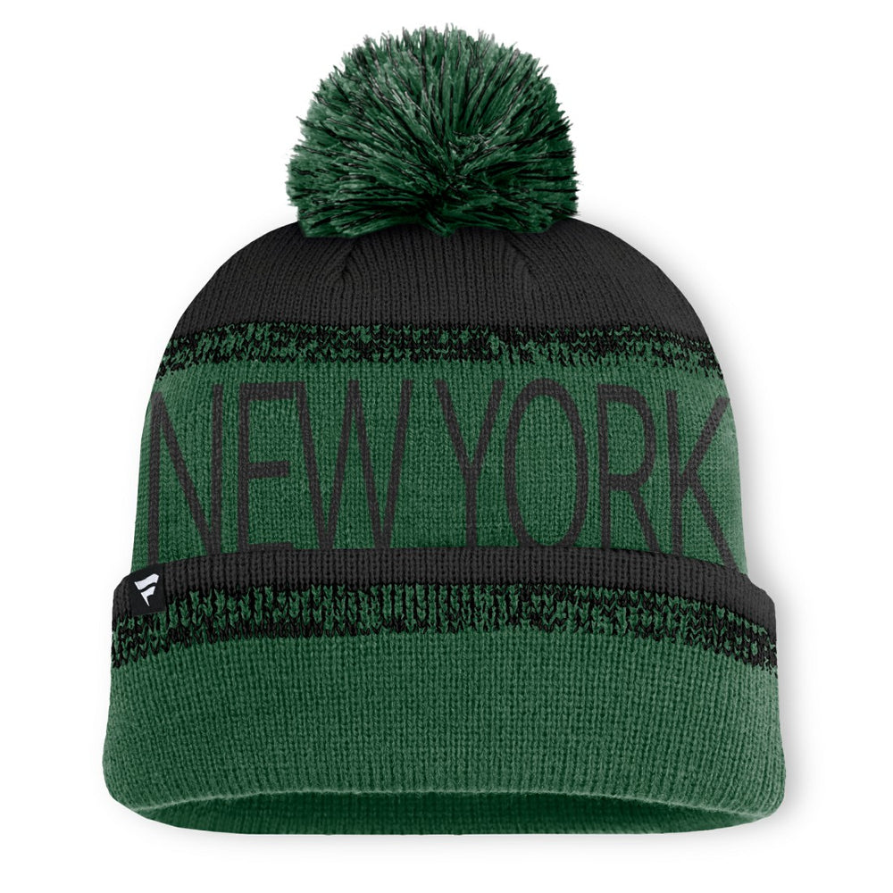 New York Jets Play Action Cuffed Knit Hat with Pom Green/Black - Fanatics