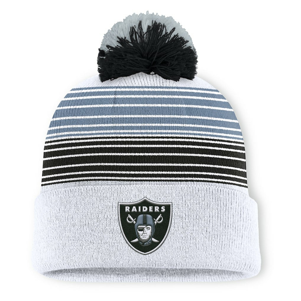 Las Vegas Raiders Ghost Cuffed Knit Hat with Pom White - Fanatics