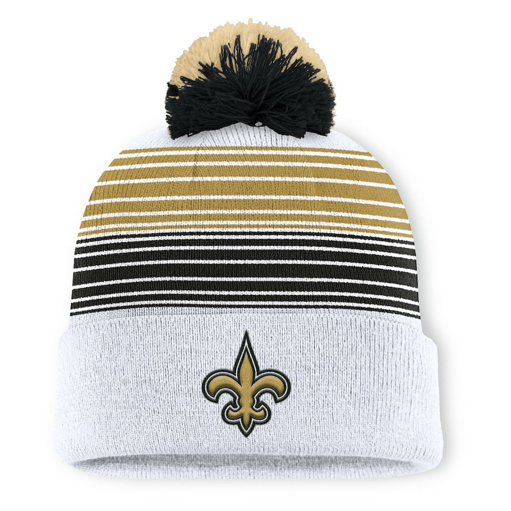 New Orleans Saints Ghost Cuffed Knit Hat with Pom White - Fanatics