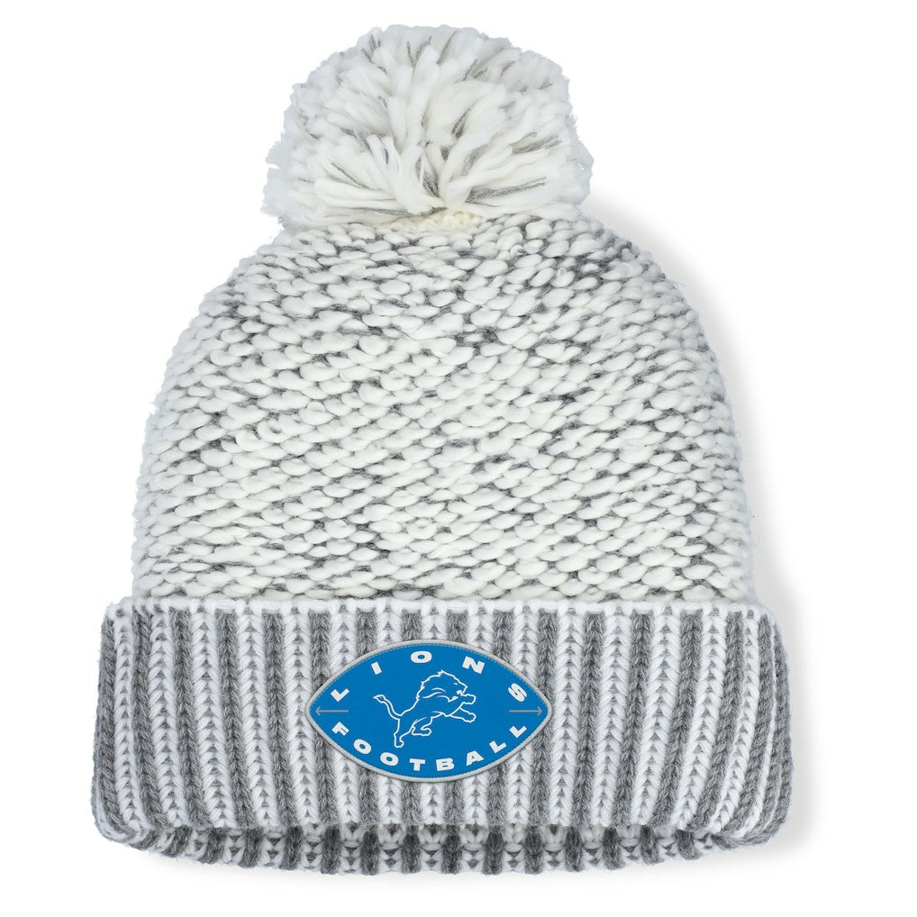 Detroit Lions Women's Pro Set Cuffed Knit Hat with Pom Heather Gray - Fanatics
