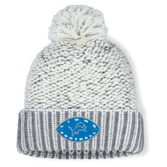 Detroit Lions Women's Pro Set Cuffed Knit Hat with Pom Heather Gray - Fanatics