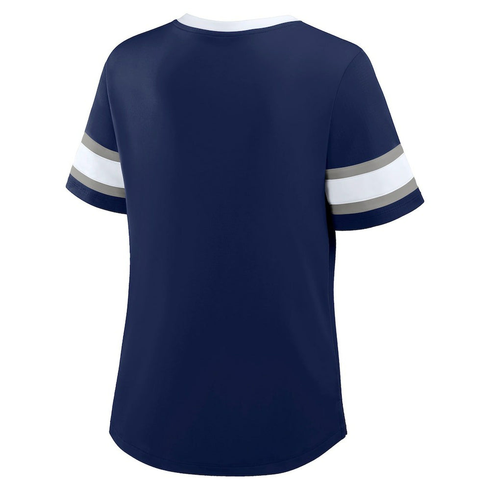 Dallas Cowboys Women's Redzone Draw Play Athena Lace-Up T-Shirt Navy - Fanatics