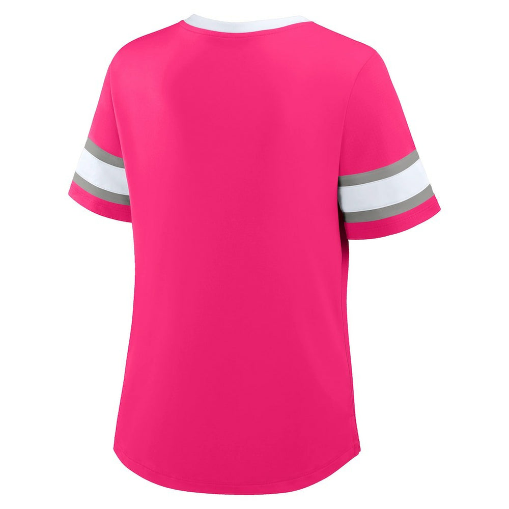 Dallas Cowboys Women's Redzone Draw Play Athena Lace-Up T-Shirt Pink - Fanatics