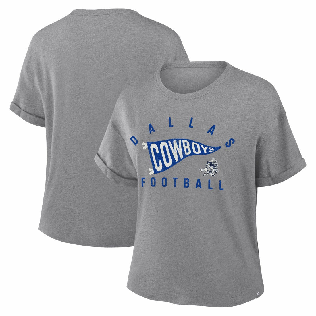 Dallas Cowboys Women's Pennant Wave Tribute Tri-Blend Boxy T-Shirt Heather Gray - Fanatics