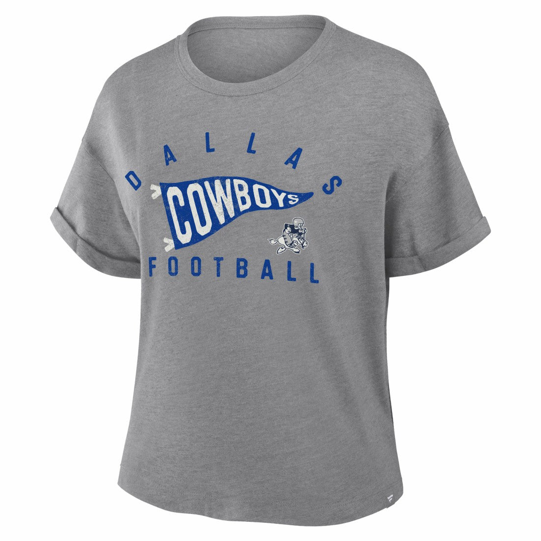Dallas Cowboys Women's Pennant Wave Tribute Tri-Blend Boxy T-Shirt Heather Gray - Fanatics