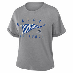 Dallas Cowboys Women's Pennant Wave Tribute Tri-Blend Boxy T-Shirt Heather Gray - Fanatics