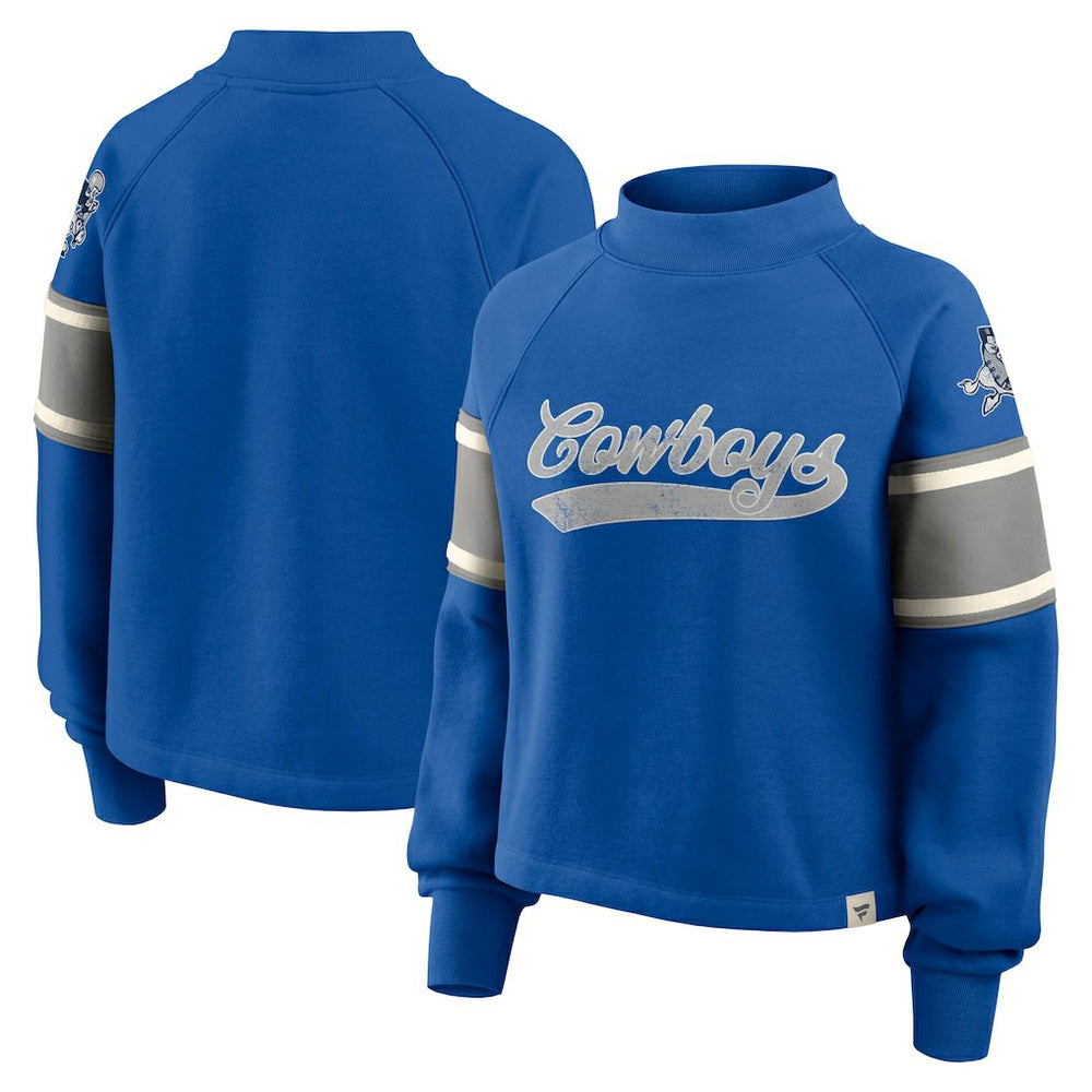 Dallas Cowboys Oversized Hometown Toss Sweep Mock Neck Pullover Royal - Fanatics