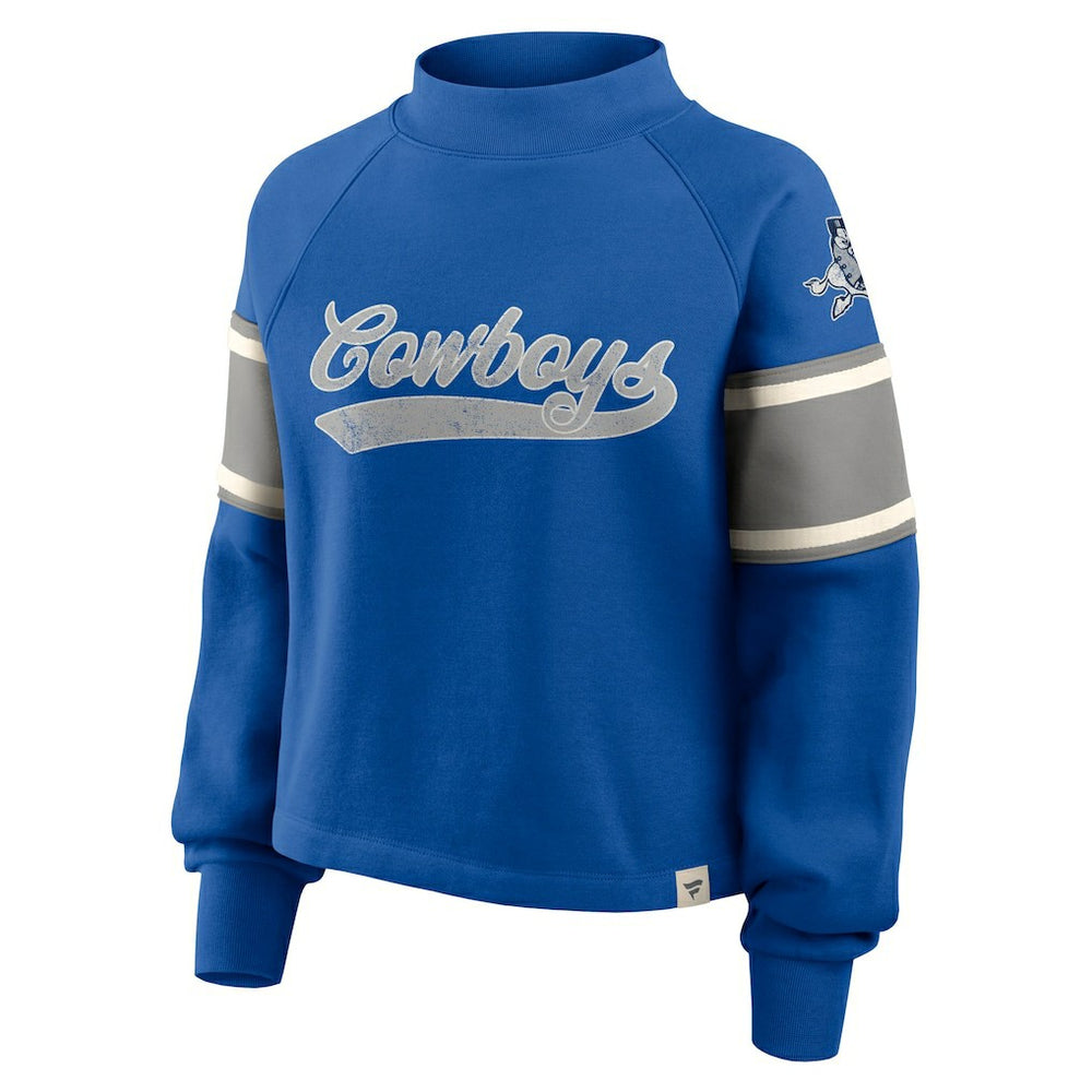 Dallas Cowboys Oversized Hometown Toss Sweep Mock Neck Pullover Royal - Fanatics