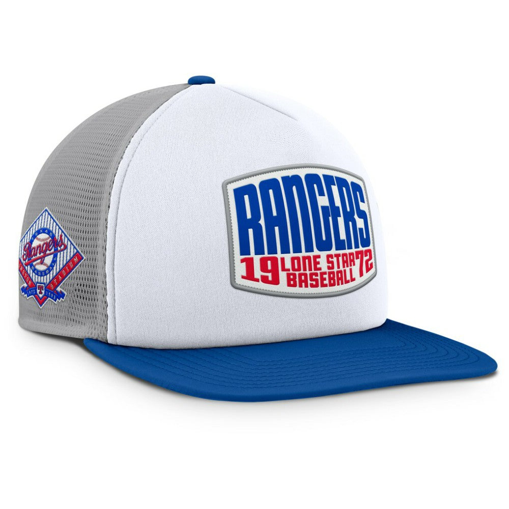 Texas Rangers Fanatics Cranked Foam Front Patch Trucker Adjustable Hat Online