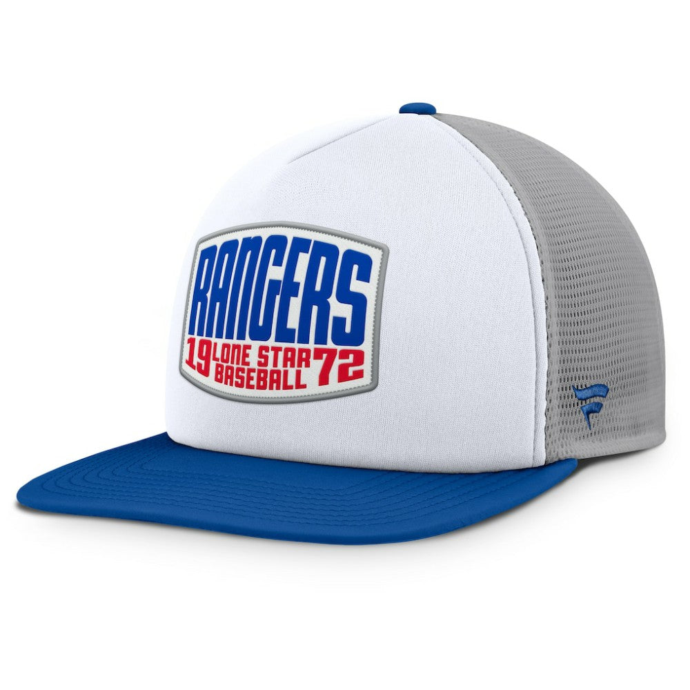 Texas Rangers Fanatics Cranked Foam Front Patch Trucker Adjustable Hat Online