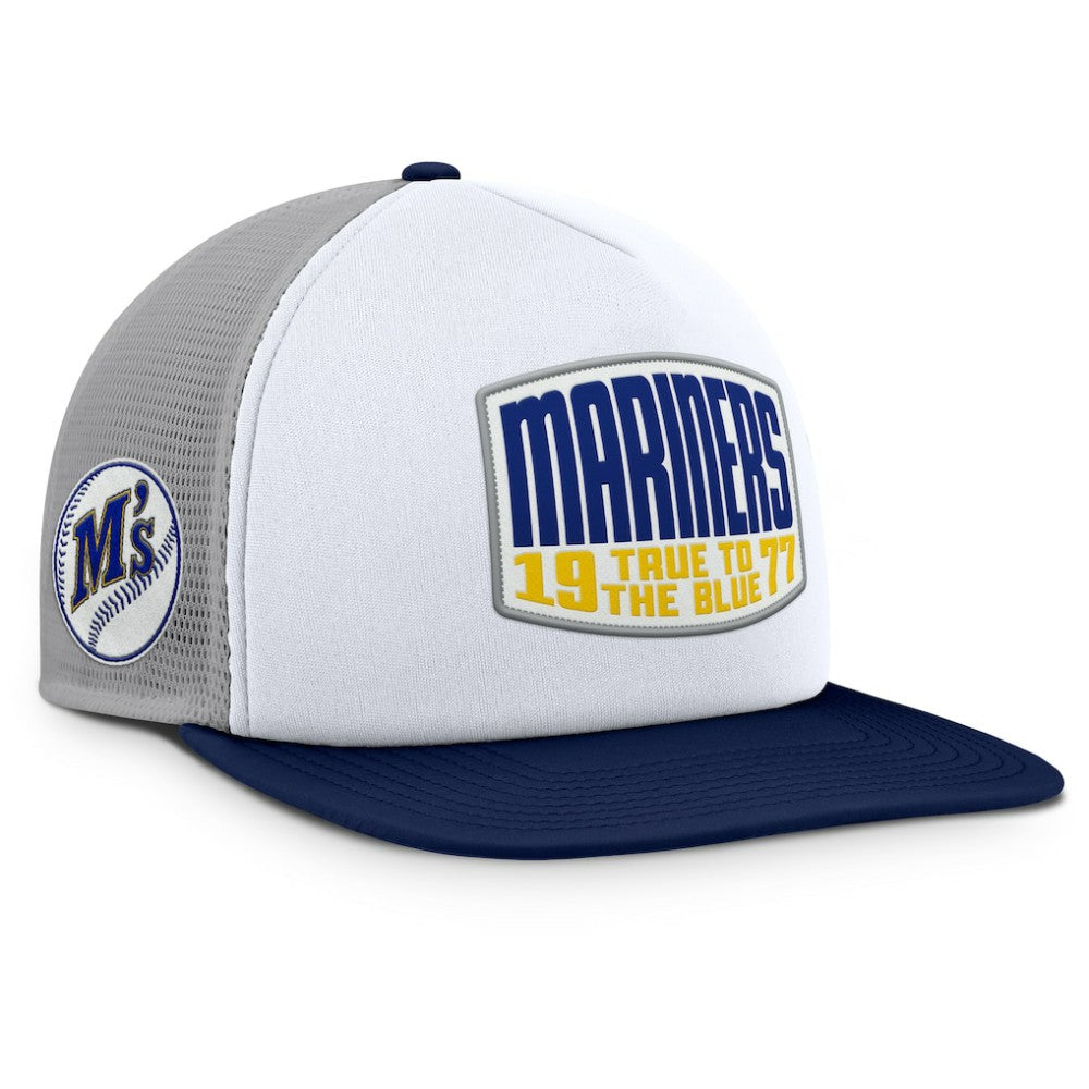 Seattle Mariners Fanatics Cranked Foam Front Patch Trucker Adjustable Hat Clearance