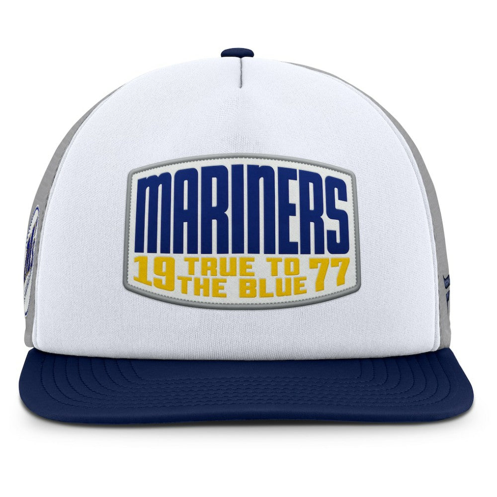 Seattle Mariners Fanatics Cranked Foam Front Patch Trucker Adjustable Hat Clearance