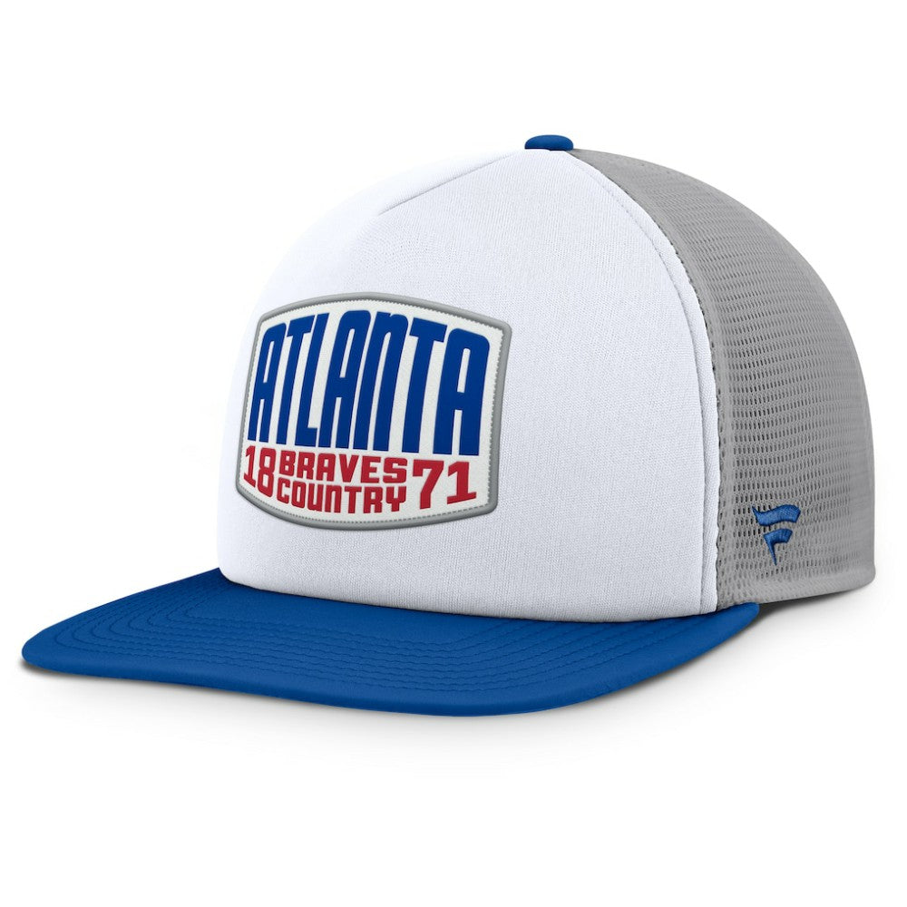 Atlanta Braves Fanatics Cranked Foam Front Patch Trucker Adjustable Hat for sale