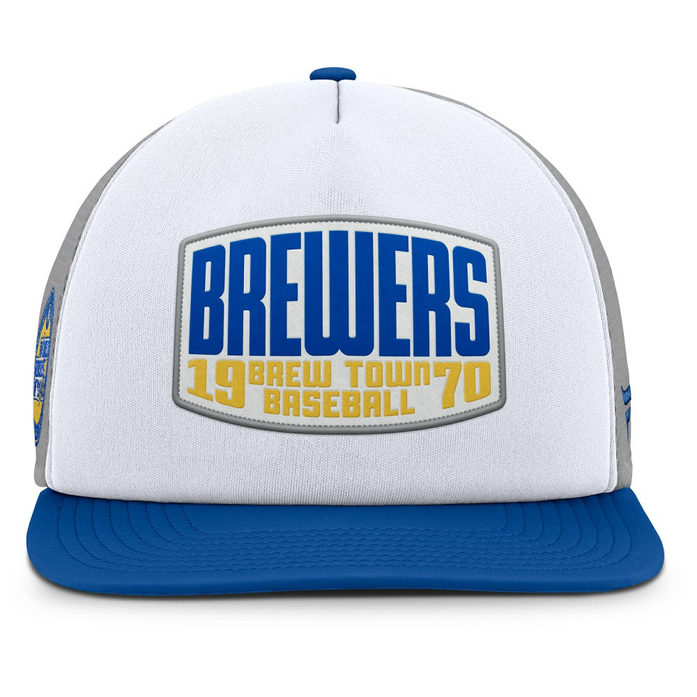 Milwaukee Brewers Fanatics Cranked Foam Front Patch Trucker Adjustable Hat for sale