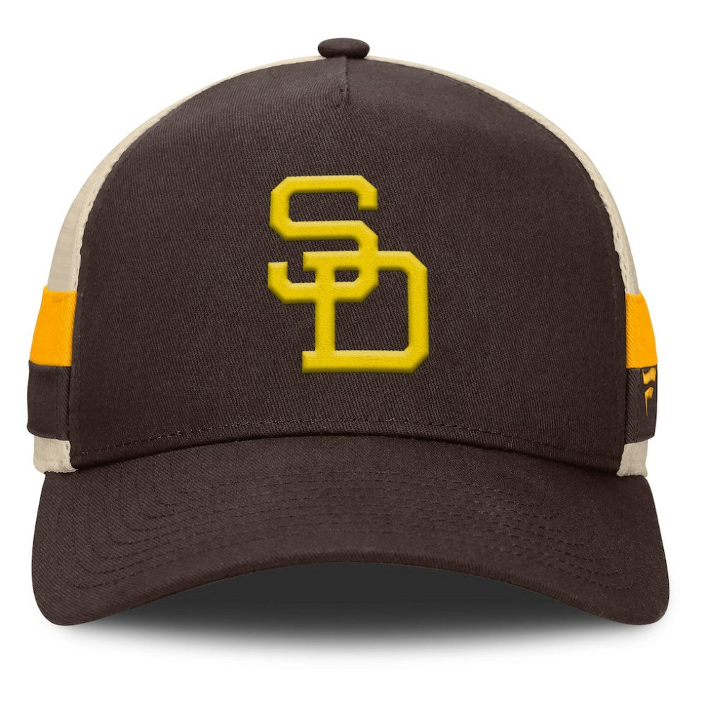 San Diego Padres Fanatics Inherited Side Stripe Trucker Adjustable Hat for sale