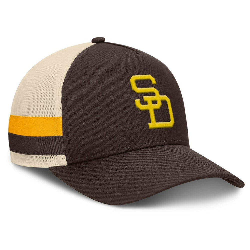 San Diego Padres Fanatics Inherited Side Stripe Trucker Adjustable Hat for sale