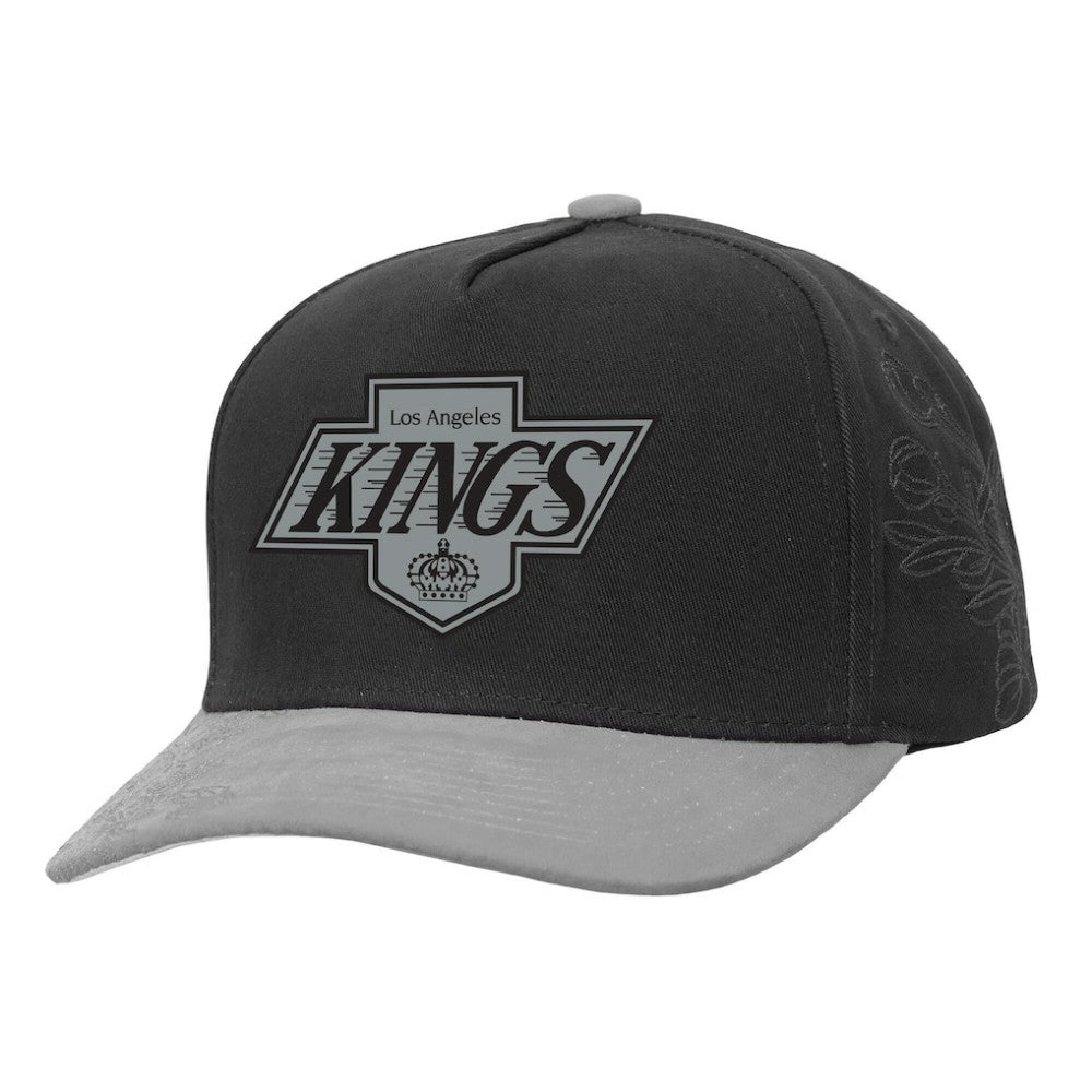 Los Angeles Kings - Mitchell & Ness May Flowers Pro Crown Adjustable Hat Black/Silver