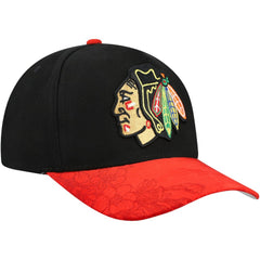 Chicago Blackhawks Mitchell & Ness May Flowers Pro Crown Adjustable Hat Black/Red