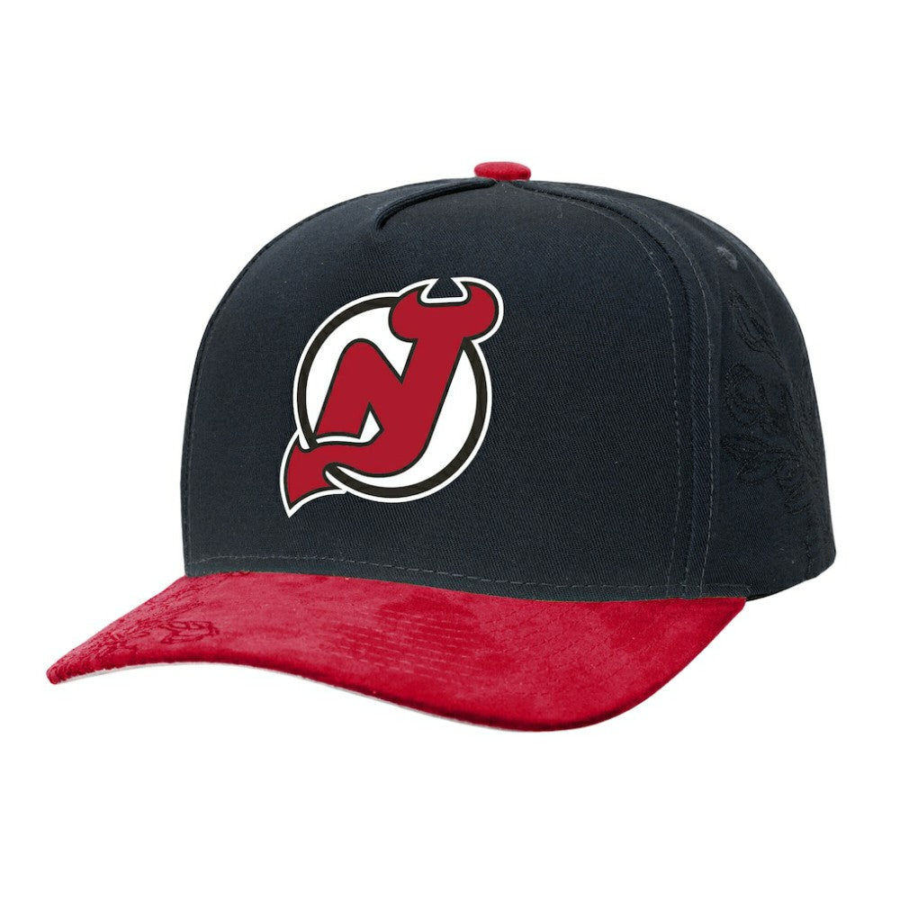 New Jersey Devils - Mitchell & Ness May Flowers Pro Crown Adjustable Hat Black/Red