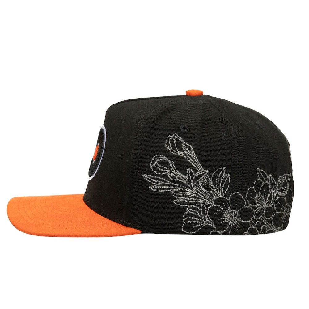 Philadelphia Flyers - Mitchell & Ness May Flowers Pro Crown Adjustable Hat Black/Orange