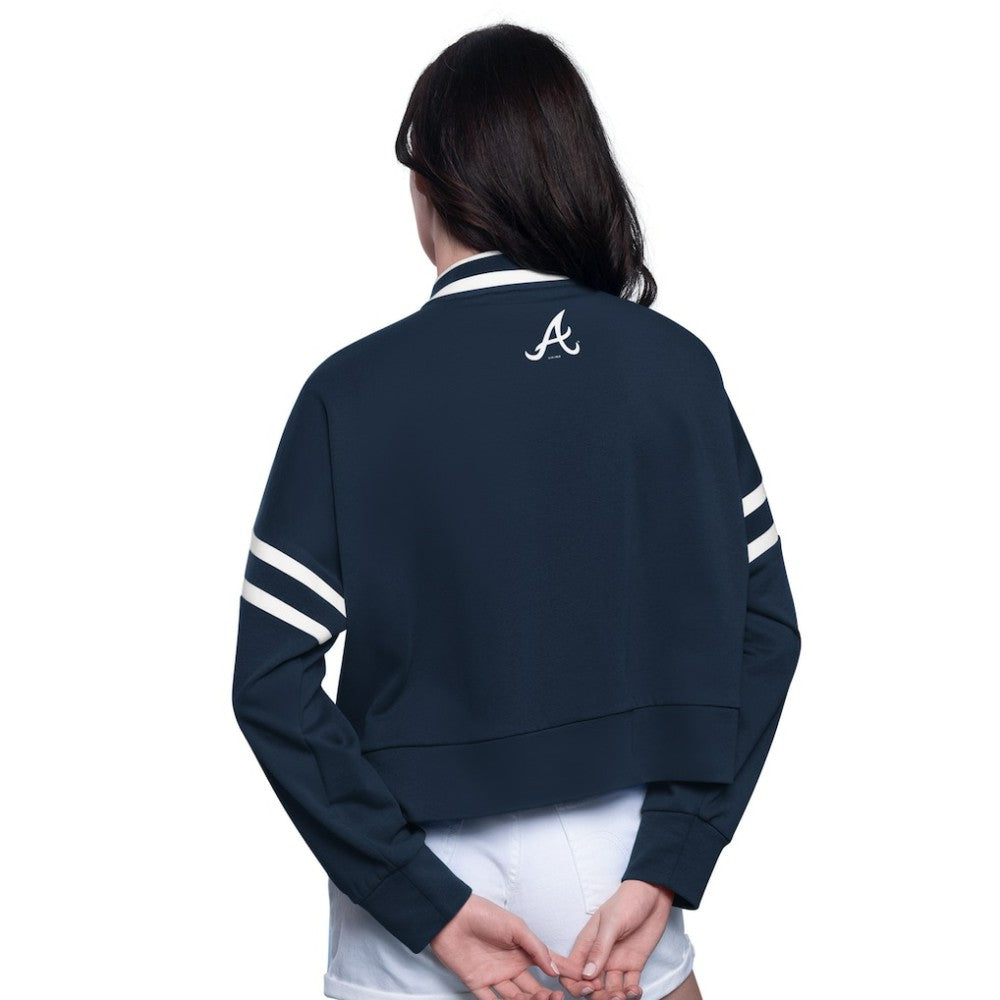 Atlanta Braves Starter Women's Power Play Cropped Pullover Sweatshirt Sale