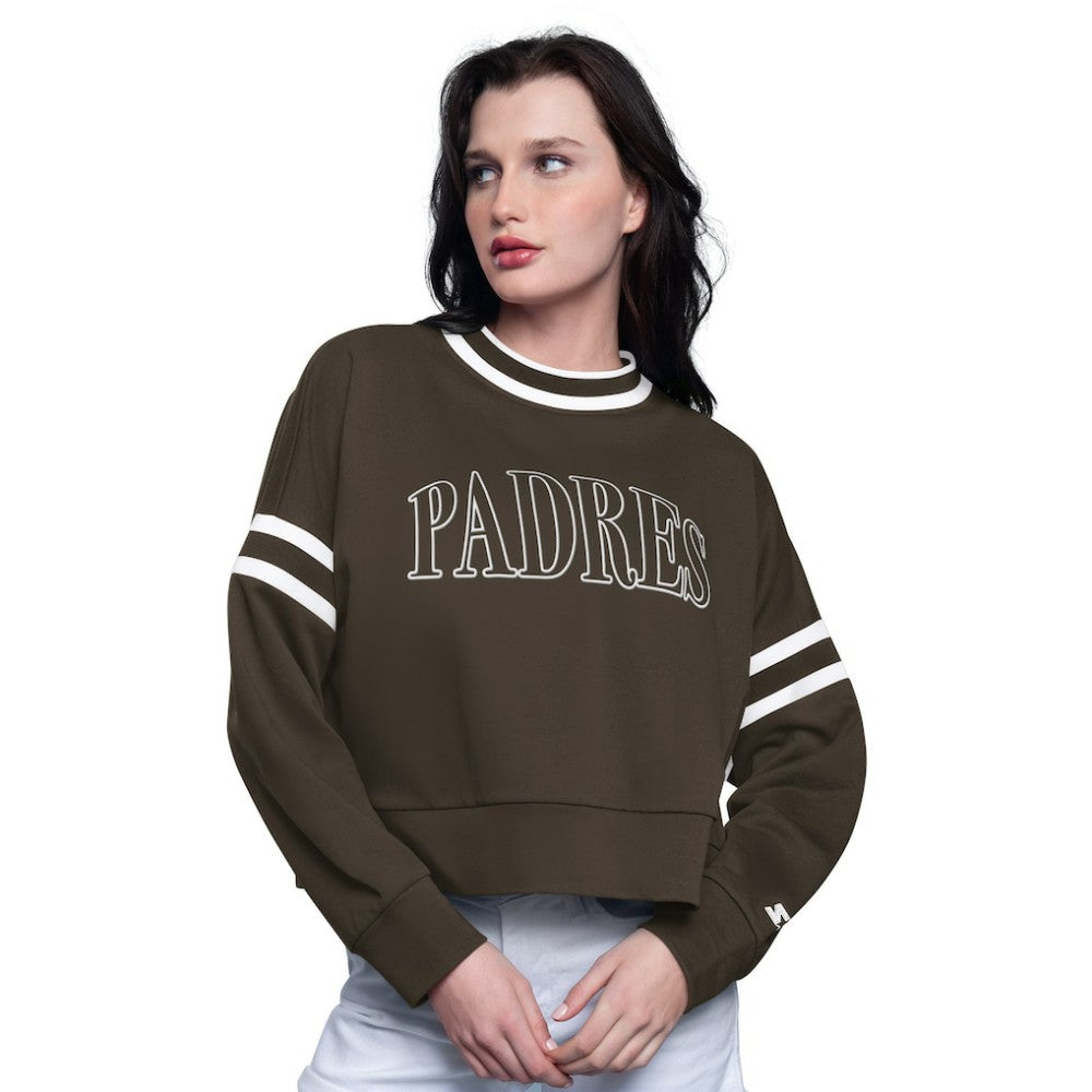 San Diego Padres Starter Women's Power Play Cropped Pullover Sweatshirt Lifestyle