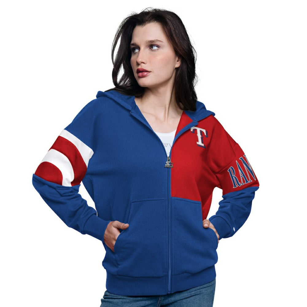 Texas Rangers Starter Women's Curve Ball Full Zip Hoodie Sweatshirt On Sale