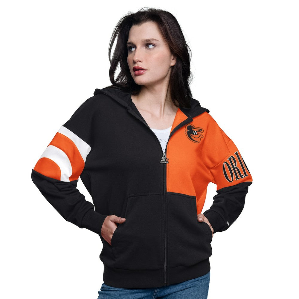 Baltimore Orioles Starter Women's Curve Ball Full Zip Hoodie Sweatshirt Online