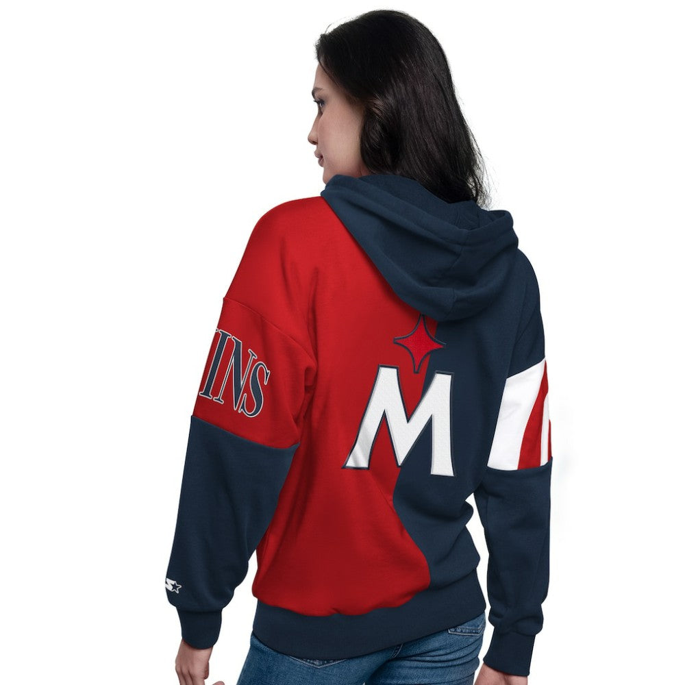Minnesota Twins Starter Women's Curve Ball Full Zip Hoodie Sweatshirt Clearance