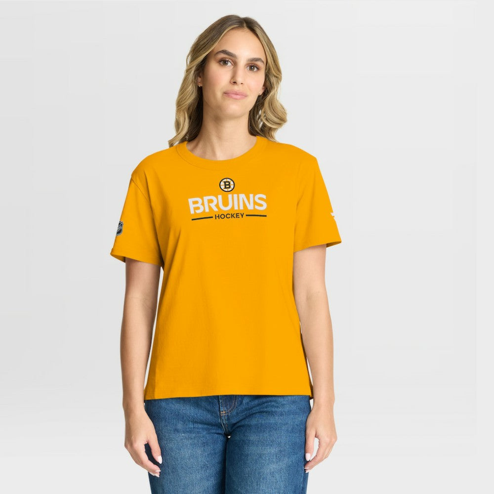Boston Bruins Fanatics Women's Authentic Pro Primary T-Shirt Gold