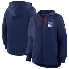 New York Rangers Fanatics Women's Authentic Pro Rink Raglan Full-Zip Hoodie Navy