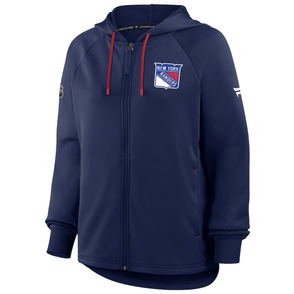 New York Rangers Fanatics Women's Authentic Pro Rink Raglan Full-Zip Hoodie Navy