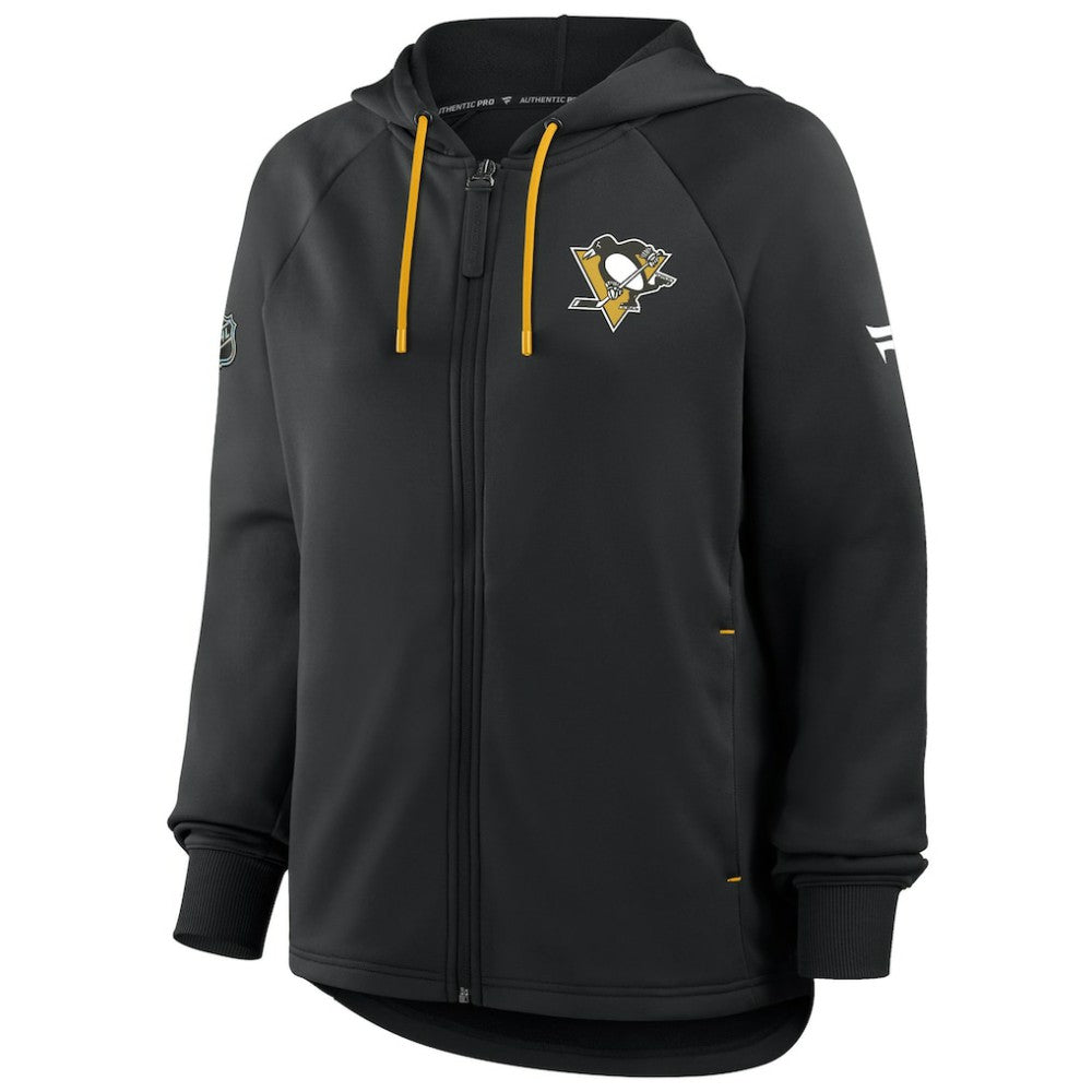 Pittsburgh Penguins Fanatics Women's Authentic Pro Rink Raglan Full-Zip Hoodie Black
