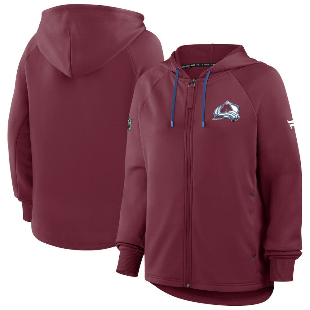 Colorado Avalanche - Fanatics Women's Authentic Pro Rink Raglan Full-Zip Hoodie Burgundy