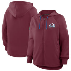 Colorado Avalanche - Fanatics Women's Authentic Pro Rink Raglan Full-Zip Hoodie Burgundy