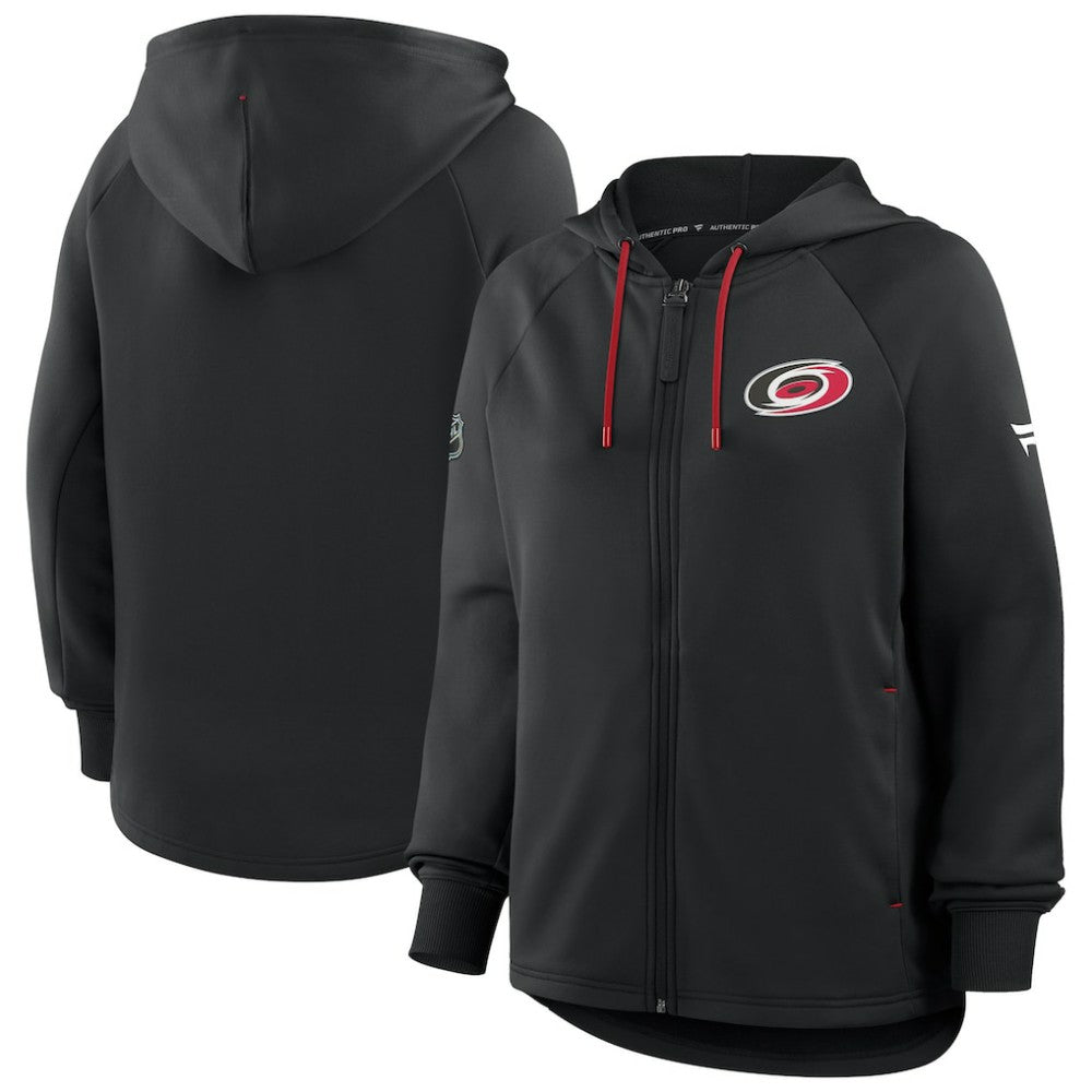 Carolina Hurricanes - Fanatics Women's Authentic Pro Rink Raglan Full-Zip Hoodie Black