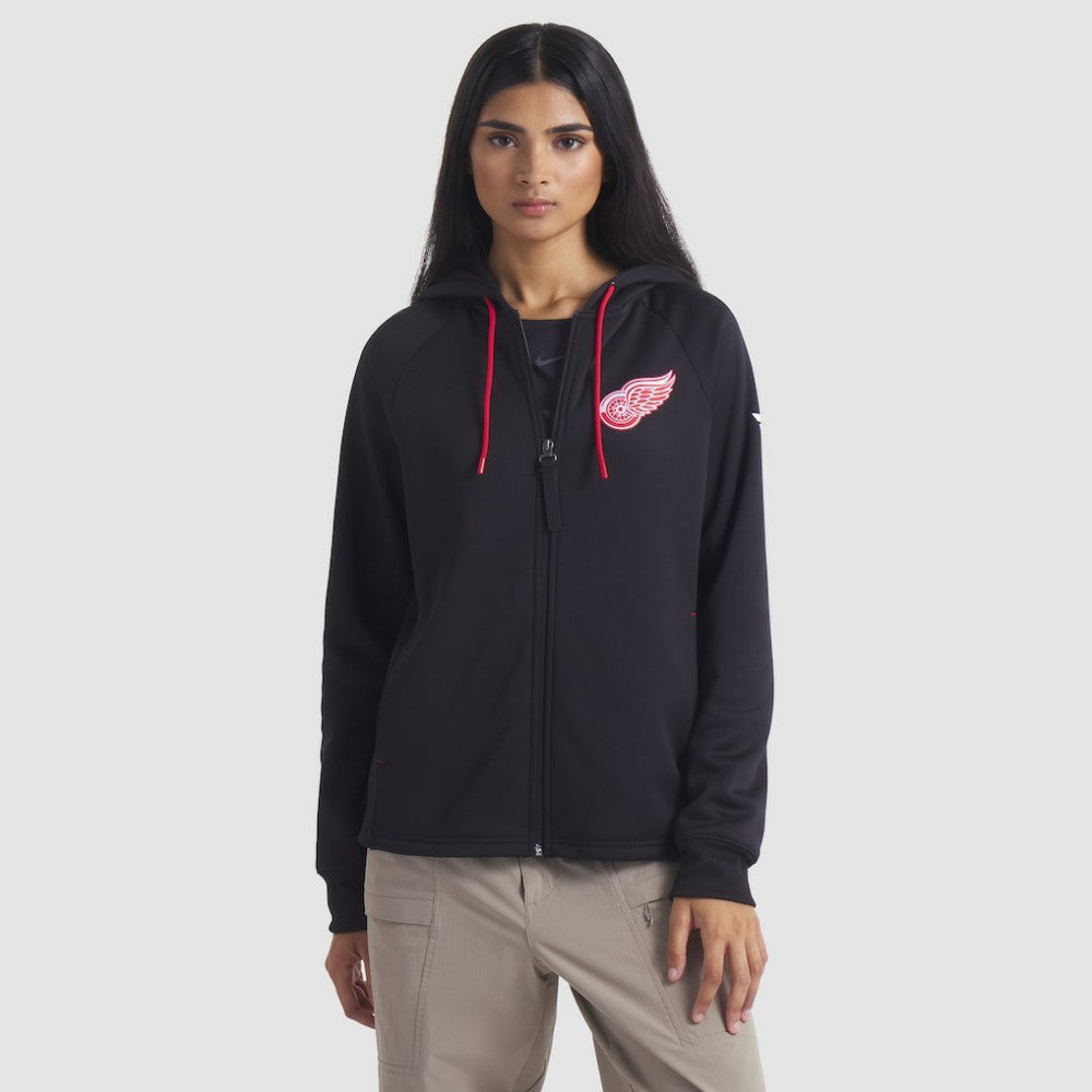 Detroit Red Wings - Fanatics Women's Authentic Pro Rink Raglan Full-Zip Hoodie Black