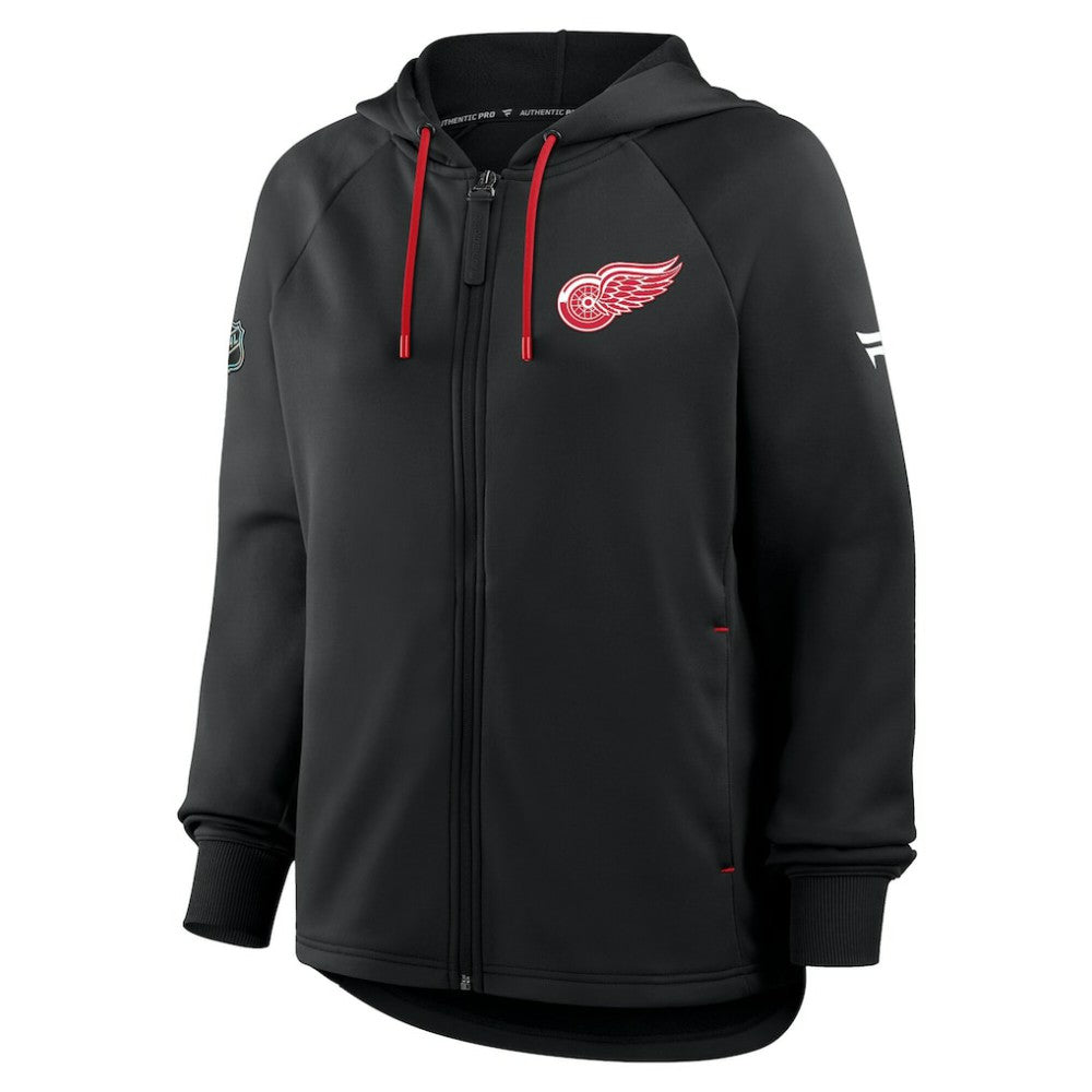 Detroit Red Wings - Fanatics Women's Authentic Pro Rink Raglan Full-Zip Hoodie Black