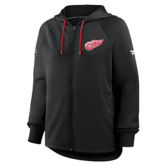 Detroit Red Wings - Fanatics Women's Authentic Pro Rink Raglan Full-Zip Hoodie Black