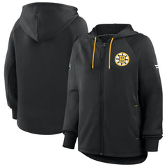 Boston Bruins Fanatics Women's Authentic Pro Rink Raglan Full-Zip Hoodie Black