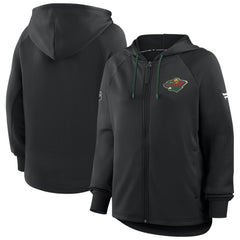 Minnesota Wild - Fanatics Women's Authentic Pro Rink Raglan Full-Zip Hoodie Black