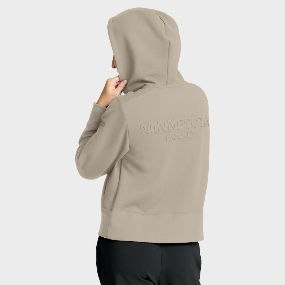 Minnesota Wild - Fanatics Women's Authentic Pro Road Tri-Blend Quarter-Zip Hoodie Tan